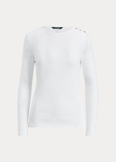 Top Ralph Lauren Button-Shoulder Crewneck Mulher 57830-YCVT